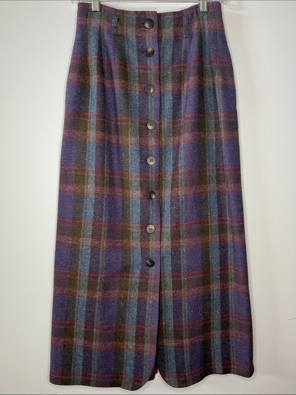Country Shop made in USA 100% will plaid button front skirt with belt loops